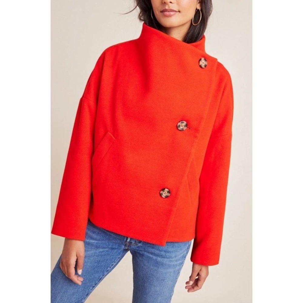 Anthropologie Sascha Asymmetrical Jacket‎ Bright Red Size Medium